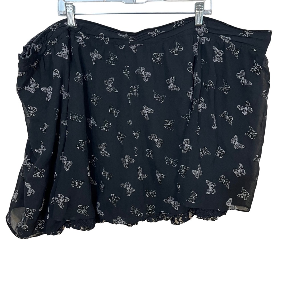Tripp‎ Nyc Plus Size 26W Black Butterfly Tule Mini Skirt
